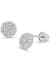 stunning flower cubic zirconia sterling silver baby earrings
